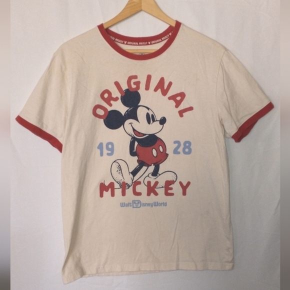 Disney Tops - Disney Retro Vintage Feel Mickey Mouse Cream and Red T-Shirt Large